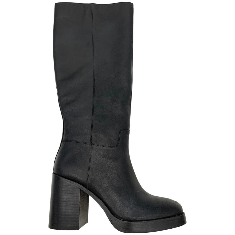 Vince Camuto Women's Gibi Zip Leather Tall Shaft Heeled Boot Black - Medium